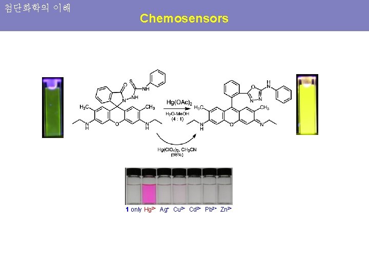 첨단화학의 이해 Chemosensors 1 only Hg 2+ Ag+ Cu 2+ Cd 2+ Pb 2+