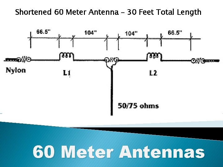 Shortened 60 Meter Antenna – 30 Feet Total Length 60 Meter Antennas 
