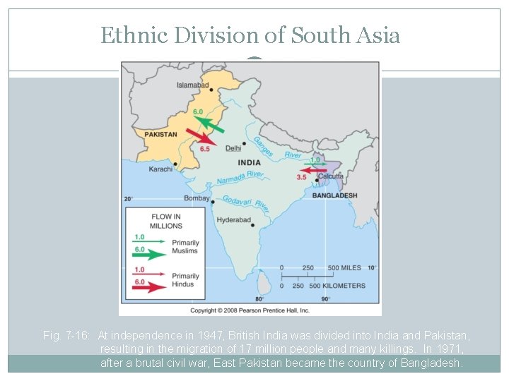 Ethnic Division of South Asia Fig. 7 -16: At independence in 1947, British India