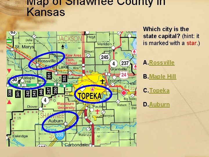 Map of Shawnee County in Kansas Which city is the state capital? (hint: it