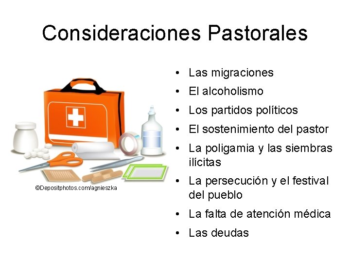 Consideraciones Pastorales • Las migraciones • El alcoholismo • Los partidos políticos • El