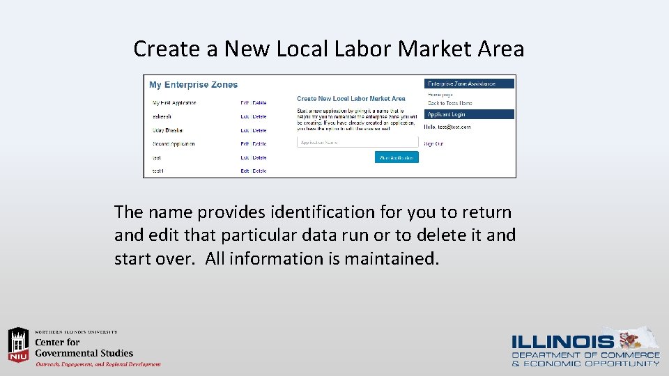 Create a New Local Labor Market Area The name provides identification for you to