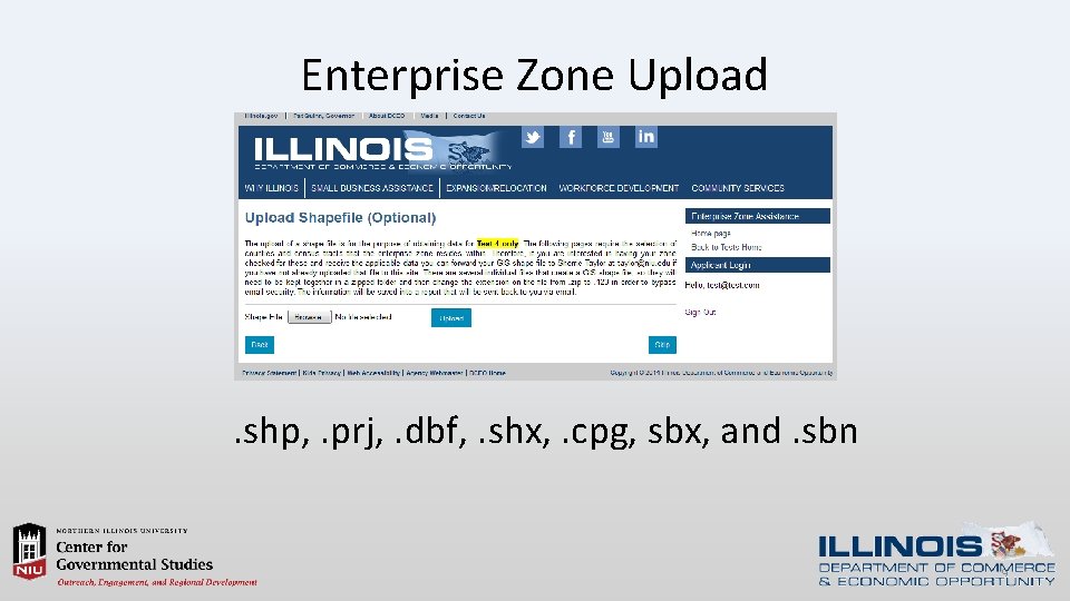 Enterprise Zone Upload . shp, . prj, . dbf, . shx, . cpg, sbx,