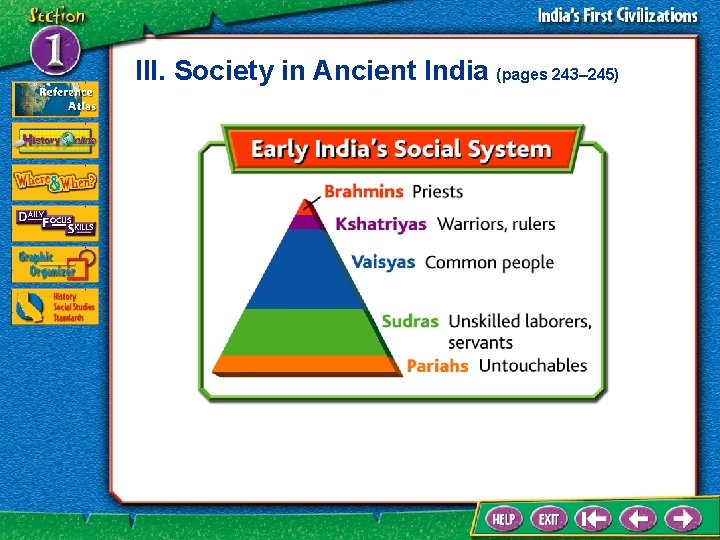 III. Society in Ancient India (pages 243– 245) 