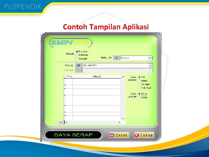 Contoh Tampilan Aplikasi 