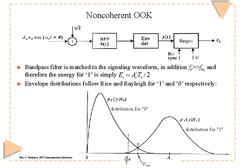 Noncoherent OOK u u Bandpass filter is matched to the signaling waveform, in addition