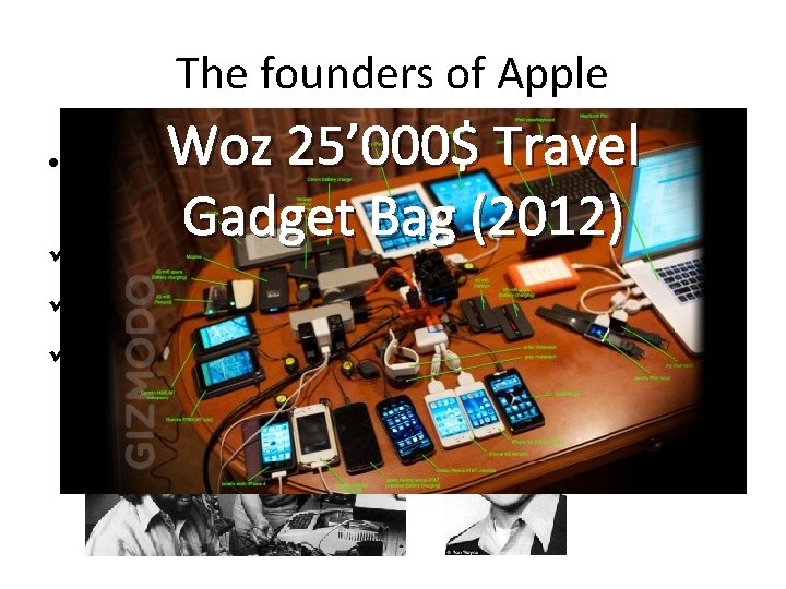 The founders of Apple Woz 25’ 000$ Travel Gadget Bag (2012) • Founded in