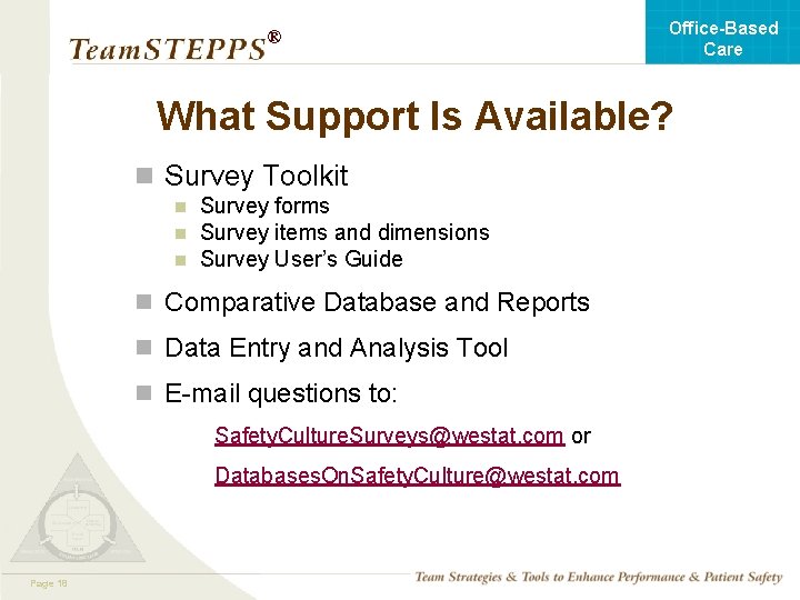 Office-Based Care ® What Support Is Available? n Survey Toolkit n n n Survey