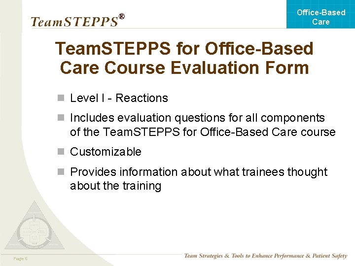 Office-Based Care ® Team. STEPPS for Office-Based Care Course Evaluation Form n Level I