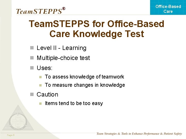 Office-Based Care ® Team. STEPPS for Office-Based Care Knowledge Test n Level II -