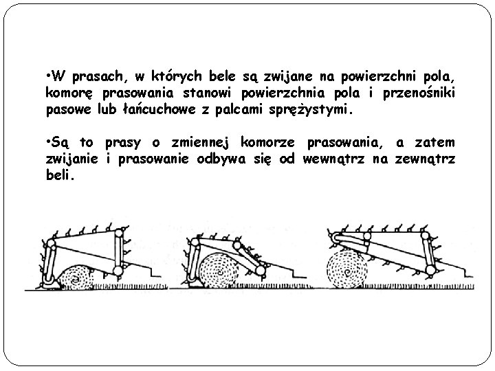  • W prasach, w których bele są zwijane na powierzchni pola, komorę prasowania