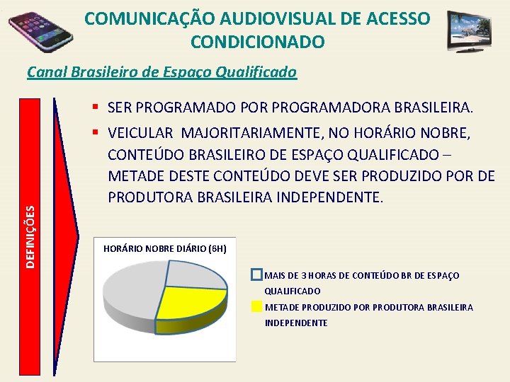 COMUNICAÇÃO AUDIOVISUAL DE ACESSO CONDICIONADO Canal Brasileiro de Espaço Qualificado DEFINIÇÕES § SER PROGRAMADO