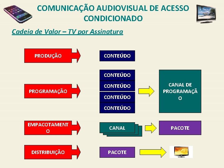 COMUNICAÇÃO AUDIOVISUAL DE ACESSO CONDICIONADO Cadeia de Valor – TV por Assinatura PRODUÇÃO CONTEÚDO