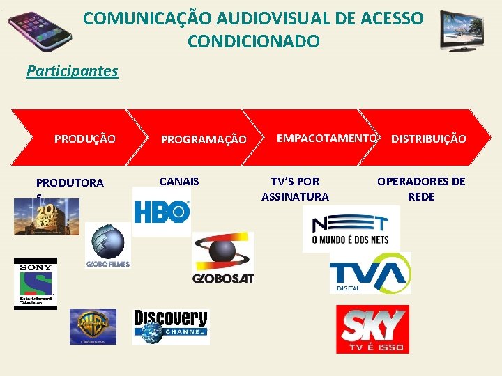COMUNICAÇÃO AUDIOVISUAL DE ACESSO CONDICIONADO Participantes PRODUÇÃO PRODUTORA S PROGRAMAÇÃO CANAIS EMPACOTAMENTO TV’S POR