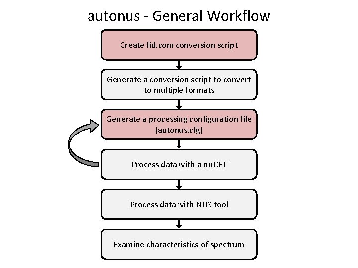 autonus - General Workflow Create fid. com conversion script Generate a conversion script to