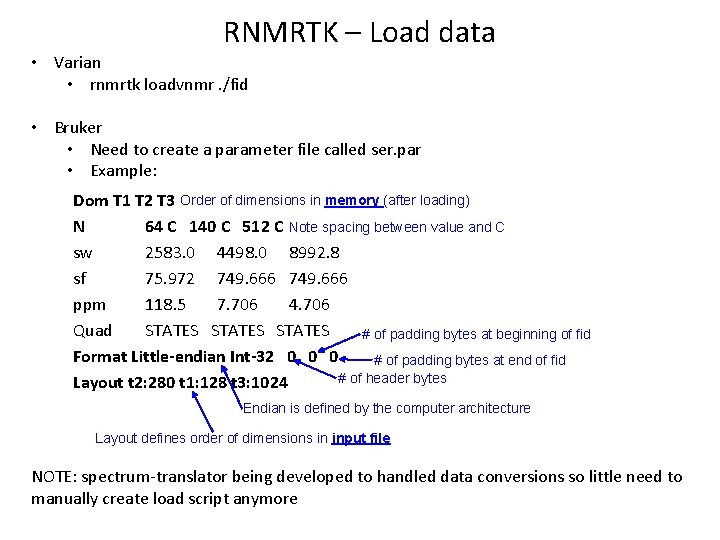 RNMRTK – Load data • Varian • rnmrtk loadvnmr. /fid • Bruker • Need