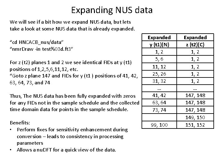 Expanding NUS data We will see if a bit how we expand NUS data,