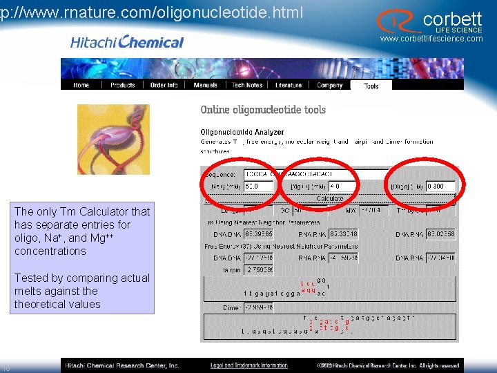tp: //www. rnature. com/oligonucleotide. html corbett LIFE SCIENCE www. corbettlifescience. com The only Tm tp: //www. rnature. com/oligonucleotide. html corbett LIFE SCIENCE www. corbettlifescience. com The only Tm
