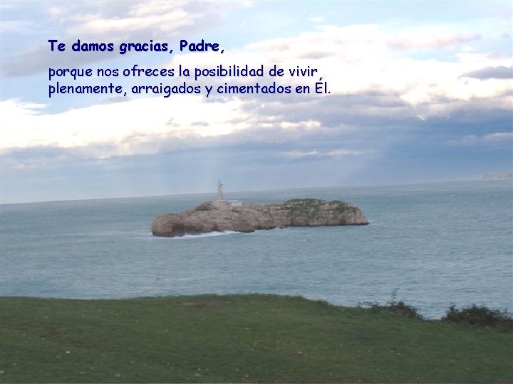 Te damos gracias, Padre, porque nos ofreces la posibilidad de vivir plenamente, arraigados y