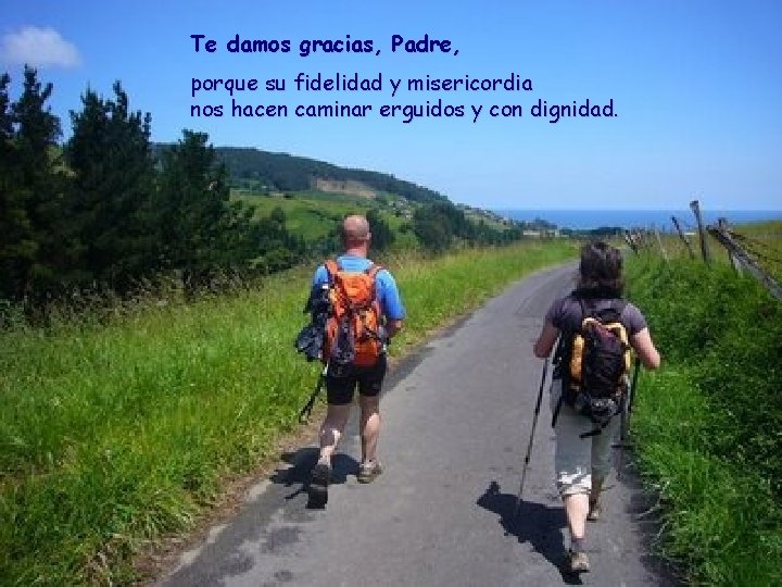 Te damos gracias, Padre, porque su fidelidad y misericordia nos hacen caminar erguidos y