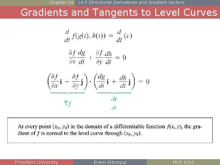 Chapter 14 14. 5 Directional Derivatives and Gradient Vectors Gradients and Tangents to Level