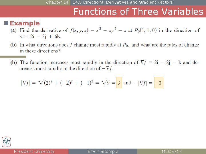 Chapter 14 14. 5 Directional Derivatives and Gradient Vectors Functions of Three Variables n