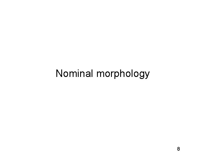 Nominal morphology 8 