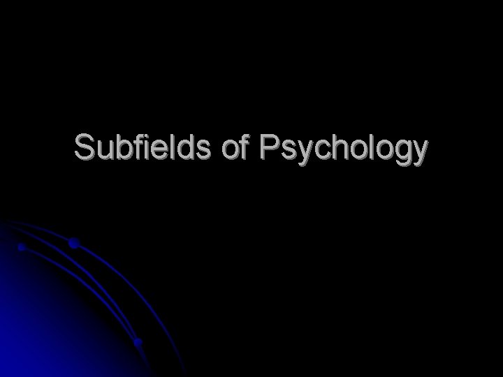 Subfields of Psychology 