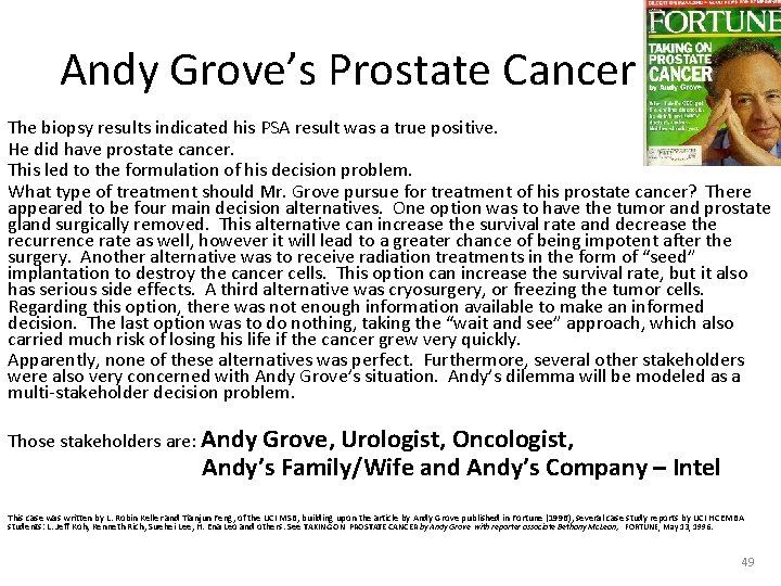 Andy Grove’s Prostate Cancer The biopsy results indicated his PSA result was a true Andy Grove’s Prostate Cancer The biopsy results indicated his PSA result was a true
