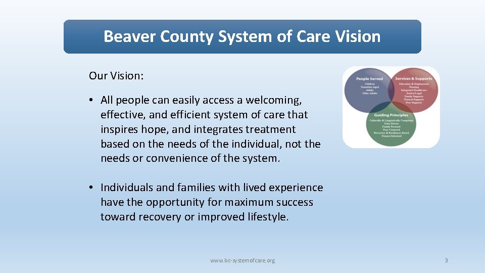 Beaver County System of Care Vision Our Vision: • All people can easily access