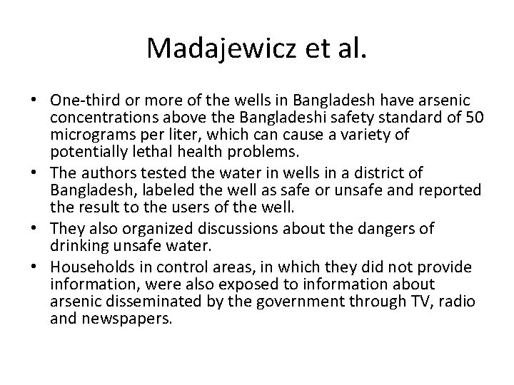 Madajewicz et al. • One-third or more of the wells in Bangladesh have arsenic