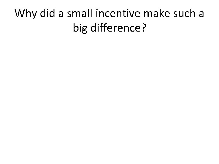 Why did a small incentive make such a big difference? 