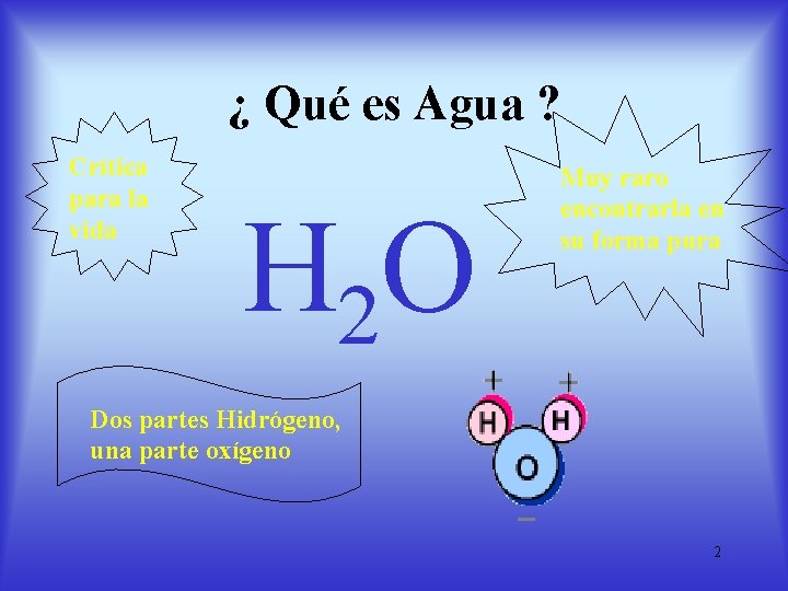 ¿ Qué es Agua ? Crítica para la vida H 2 O Muy raro