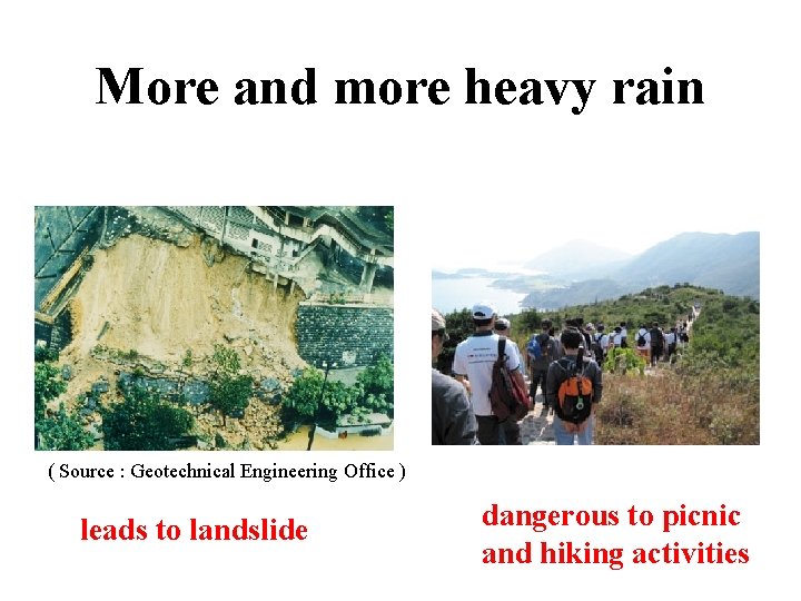 More and more heavy rain ( Source : Geotechnical Engineering Office ) leads to