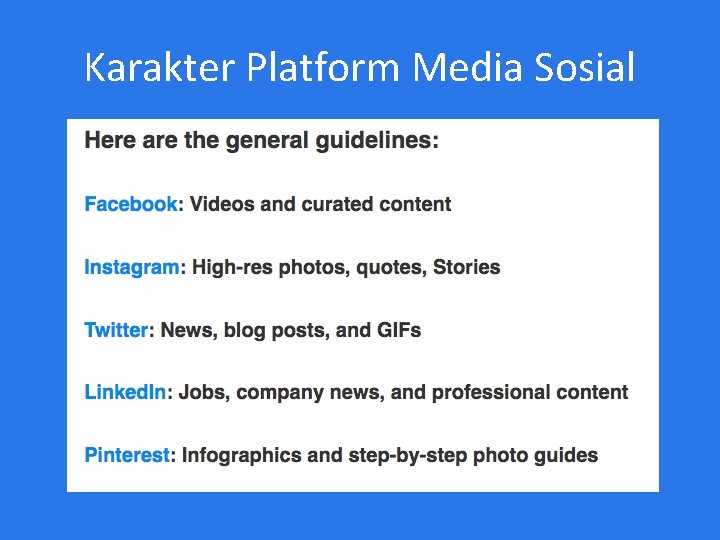 Karakter Platform Media Sosial 