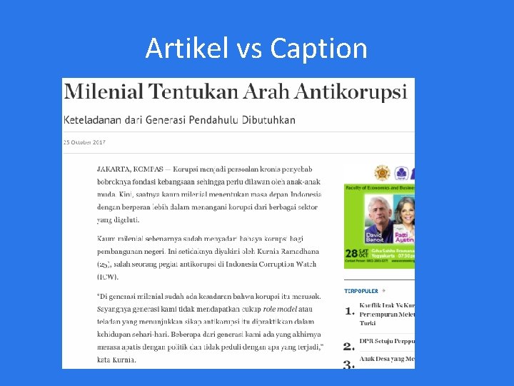 Artikel vs Caption 