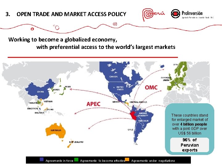 3. OPEN TRADE AND MARKET ACCESS POLICY Working to become a globalized economy, with