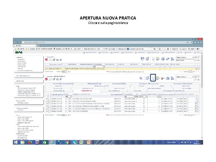 APERTURA NUOVA PRATICA Cliccare sulla pagina bianca 