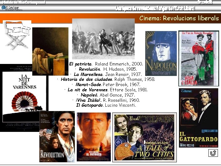 Armand Figuera Cinema: Revolucions liberals El patriota. Roland Emmerich, 2000. · Revolución. H. Hudson,