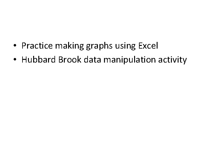  • Practice making graphs using Excel • Hubbard Brook data manipulation activity 