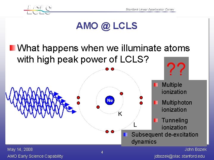 AMO @ LCLS What happens when we illuminate atoms with high peak power of
