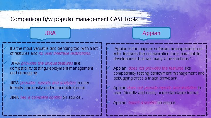 Comparison b/w popular management CASE tools JIRA ü It’s the most versatile and trending