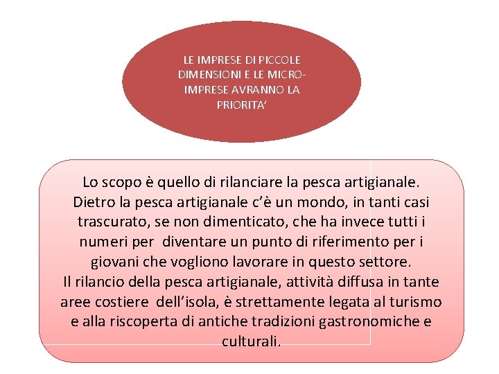 LE IMPRESE DI PICCOLE DIMENSIONI E LE MICROIMPRESE AVRANNO LA PRIORITA’ Lo scopo è