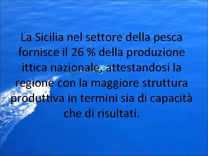 La Sicilia nel settore della pesca fornisce il 26 % della produzione ittica nazionale,