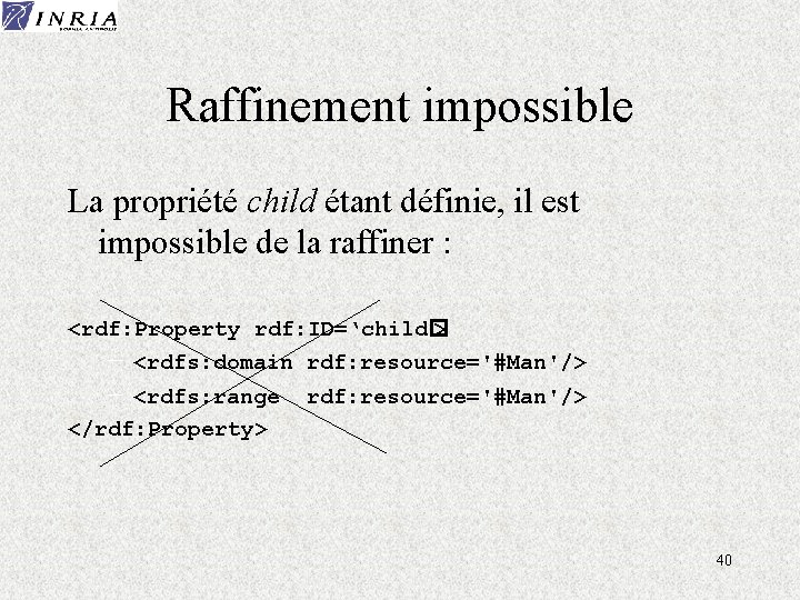 Raffinement impossible La propriété child étant définie, il est impossible de la raffiner :