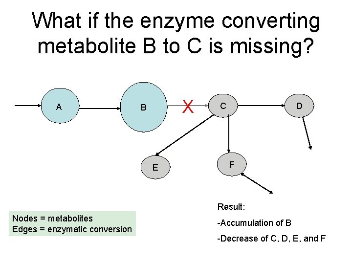 What if the enzyme converting metabolite B to C is missing? A X B