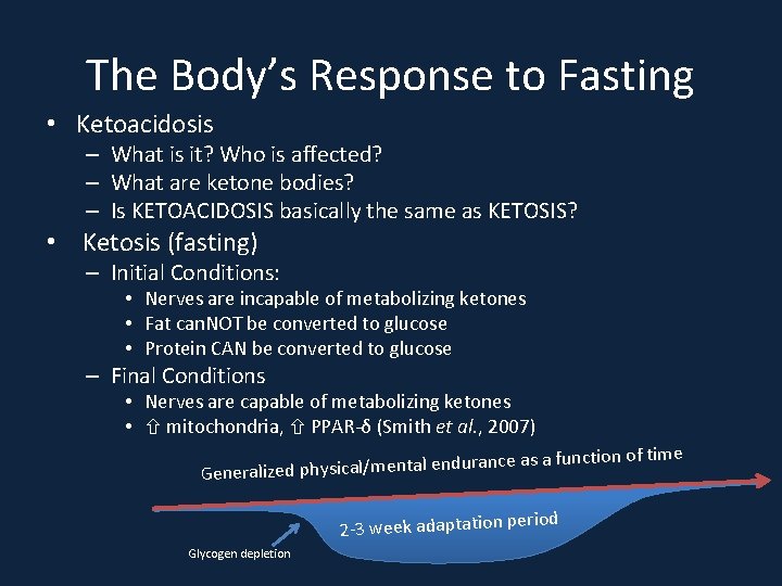 The Body’s Response to Fasting • Ketoacidosis – What is it? Who is affected?