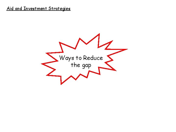 Aid and Investment Strategies Ways to Reduce the gap 