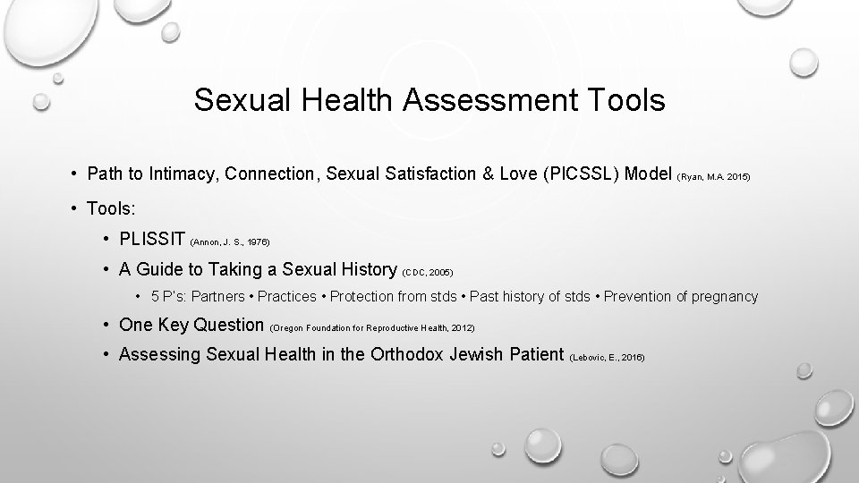 Sexual Health Assessment Tools • Path to Intimacy, Connection, Sexual Satisfaction & Love (PICSSL)
