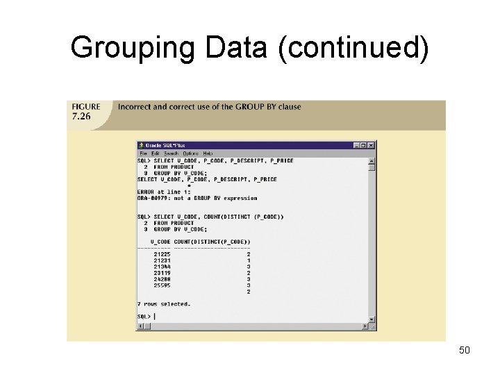 Grouping Data (continued) 50 Grouping Data (continued) 50